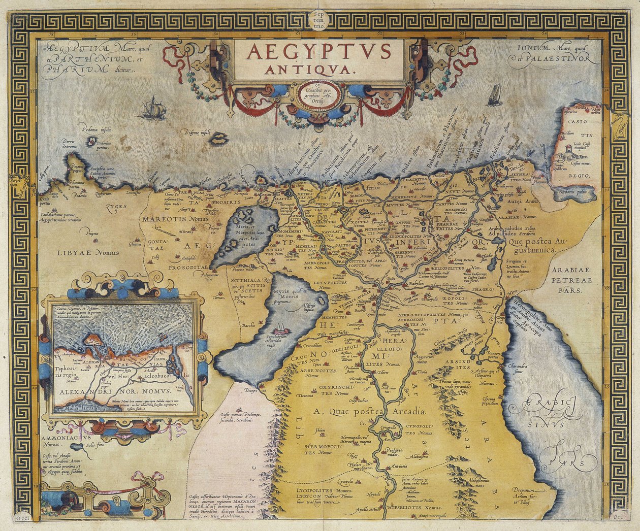 Mapa starożytnego Egiptu - autorstwa Abrahama Orteliusa, Antwerpia autorstwa Abraham Ortelius
