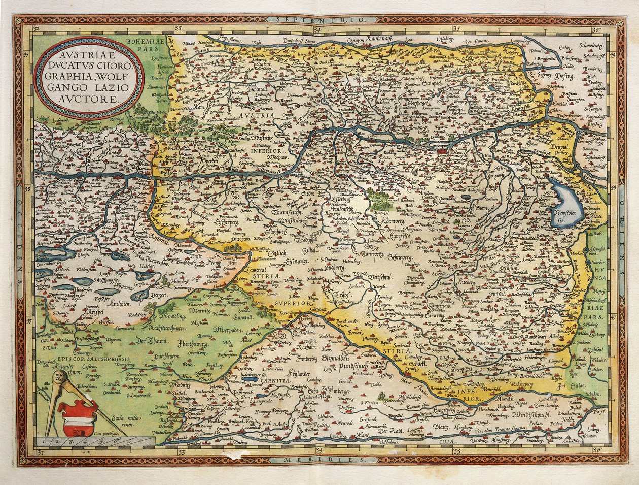 Mapa Austrii z Theatrum Orbis Terrarum autorstwa Abrahama Orteliusa autorstwa Abraham Ortelius