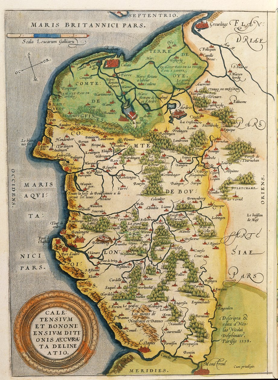 Mapa obszaru Calais z Theatrum Orbis Terrarum autorstwa Abrahama Orteliusa autorstwa Abraham Ortelius