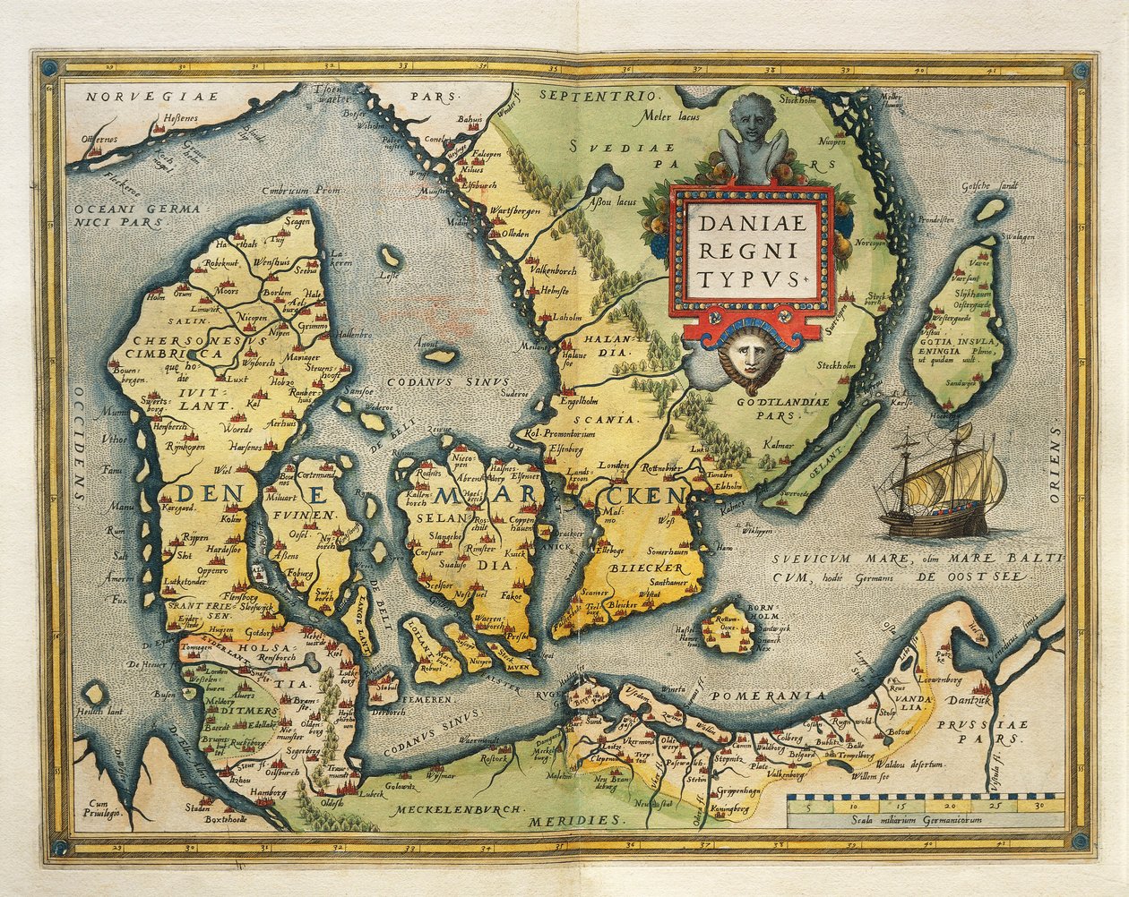 Mapa Danii z Teatru Świata autorstwa Abrahama Orteliusa autorstwa Abraham Ortelius