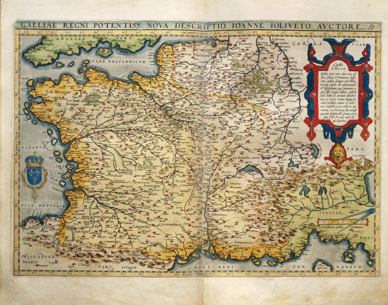 Mapa Francji z Theatrum Orbis Terrarum autorstwa Abrahama Orteliusa autorstwa Abraham Ortelius