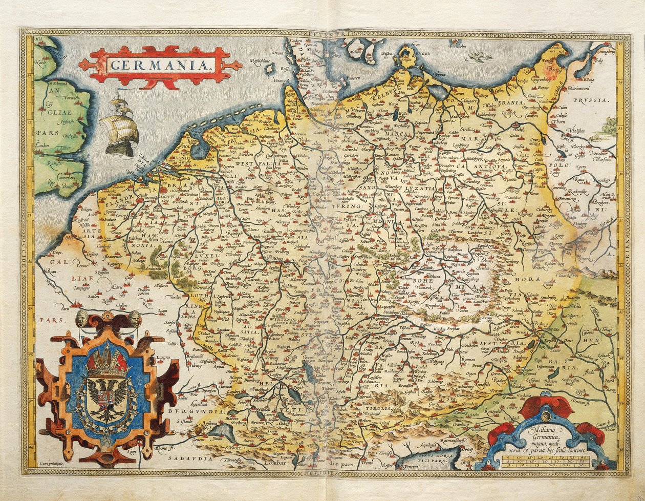 Mapa Niemiec, z Theatrum Orbis Terrarum Abrahama Orteliusa autorstwa Abraham Ortelius