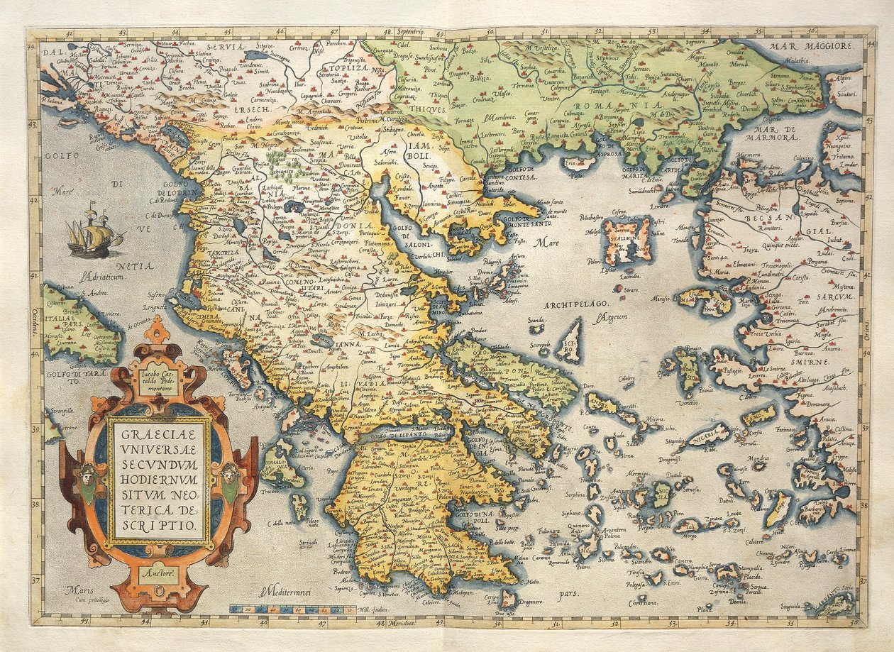 Mapa Grecji z Theatrum Orbis Terrarum autorstwa Abrahama Orteliusa autorstwa Abraham Ortelius