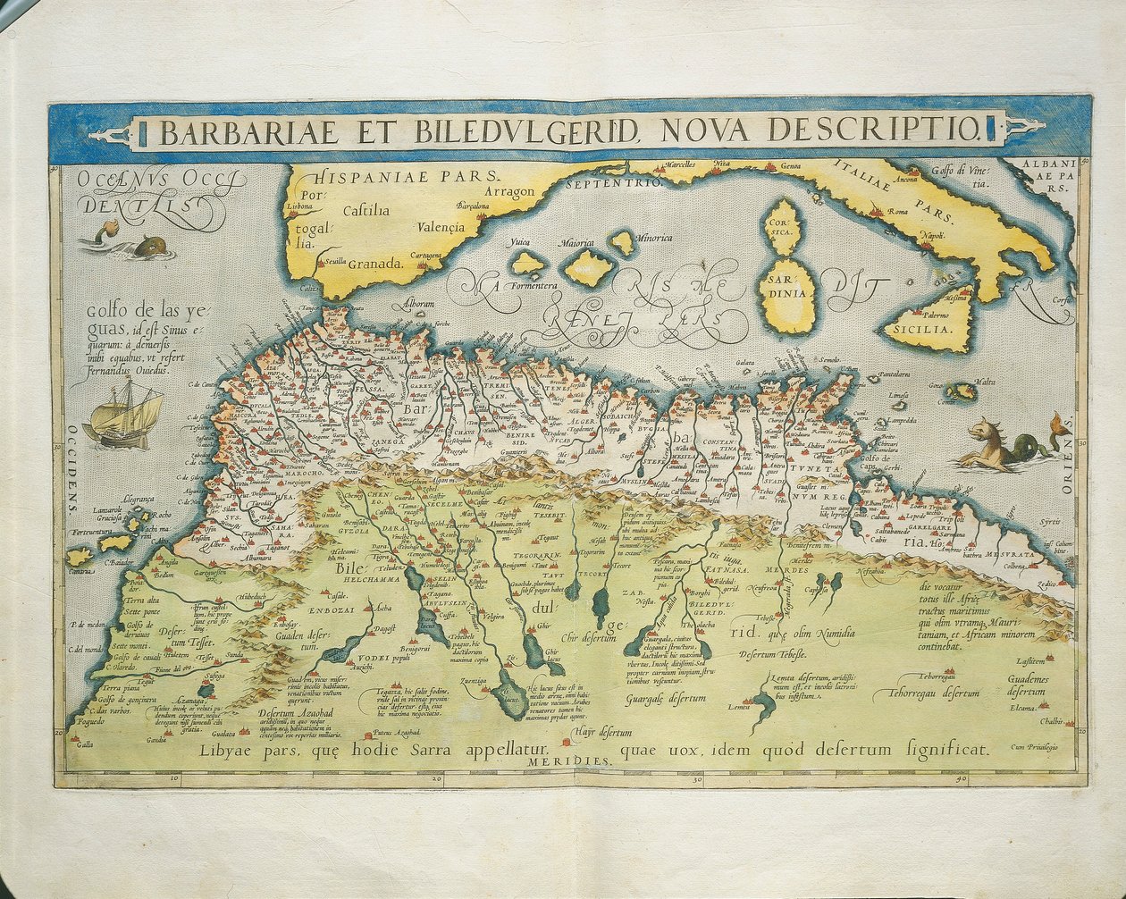 Mapa Afryki Północnej z Theatrum Orbis Terrarum autorstwa Abrahama Orteliusa autorstwa Abraham Ortelius