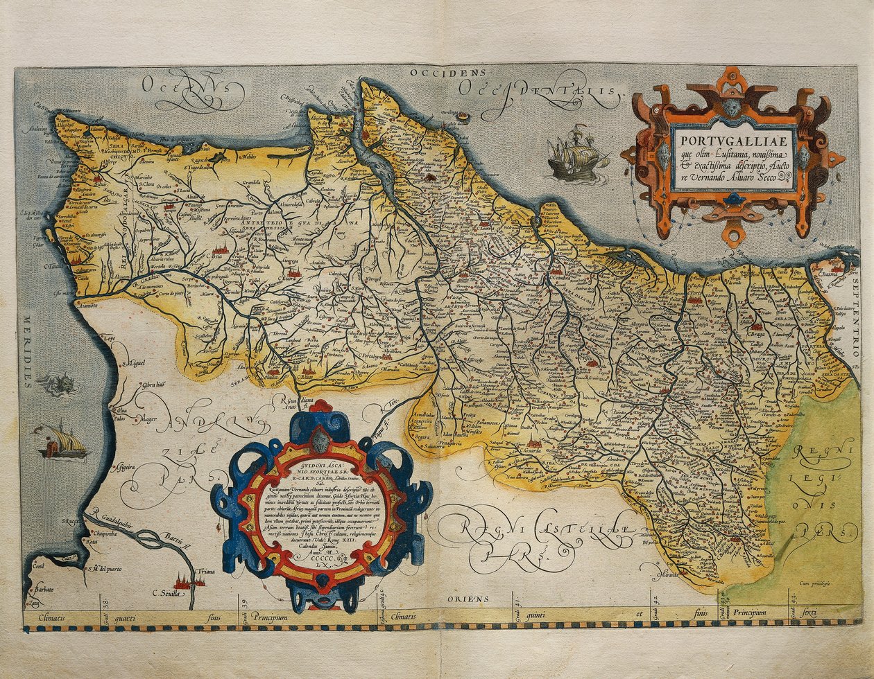 Mapa Portugalii z Teatru Świata autorstwa Abrahama Orteliusa autorstwa Abraham Ortelius