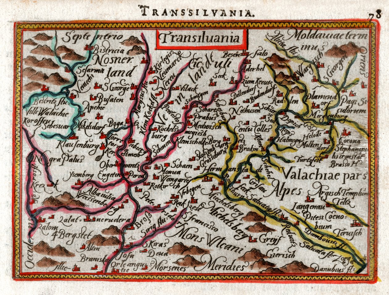 Mapa Transylwanii 1590 autorstwa Abraham Ortelius