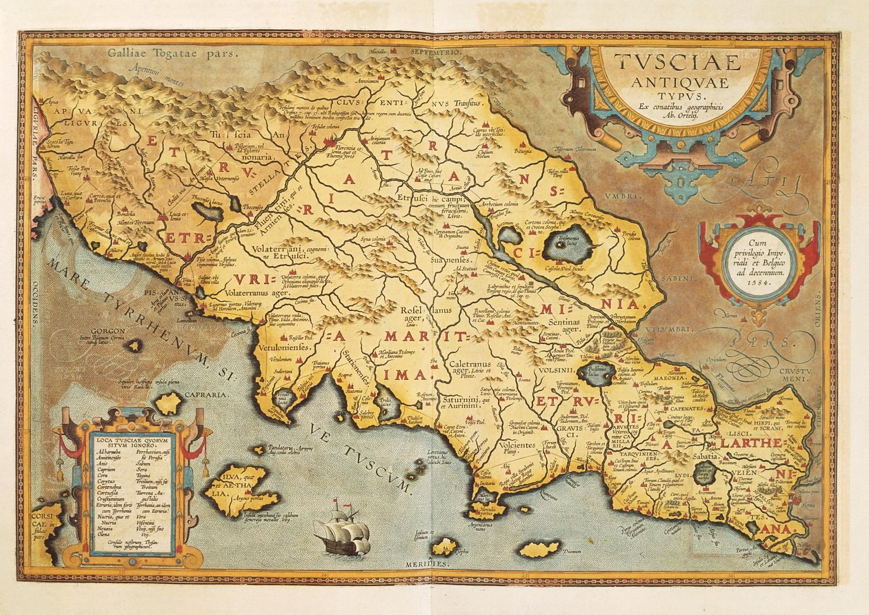 Mapa Toskanii z Theatrum Orbis Terrarum autorstwa Abrahama Orteliusa autorstwa Abraham Ortelius