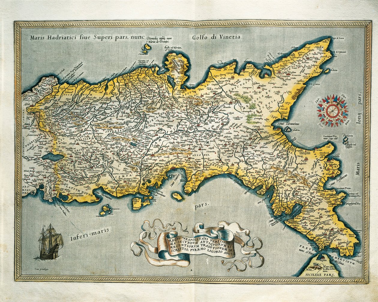 Mapa Królestwa Neapolu, Włochy, z Theatrum Orbis Terrarum autorstwa Abrahama Orteliusa autorstwa Abraham Ortelius