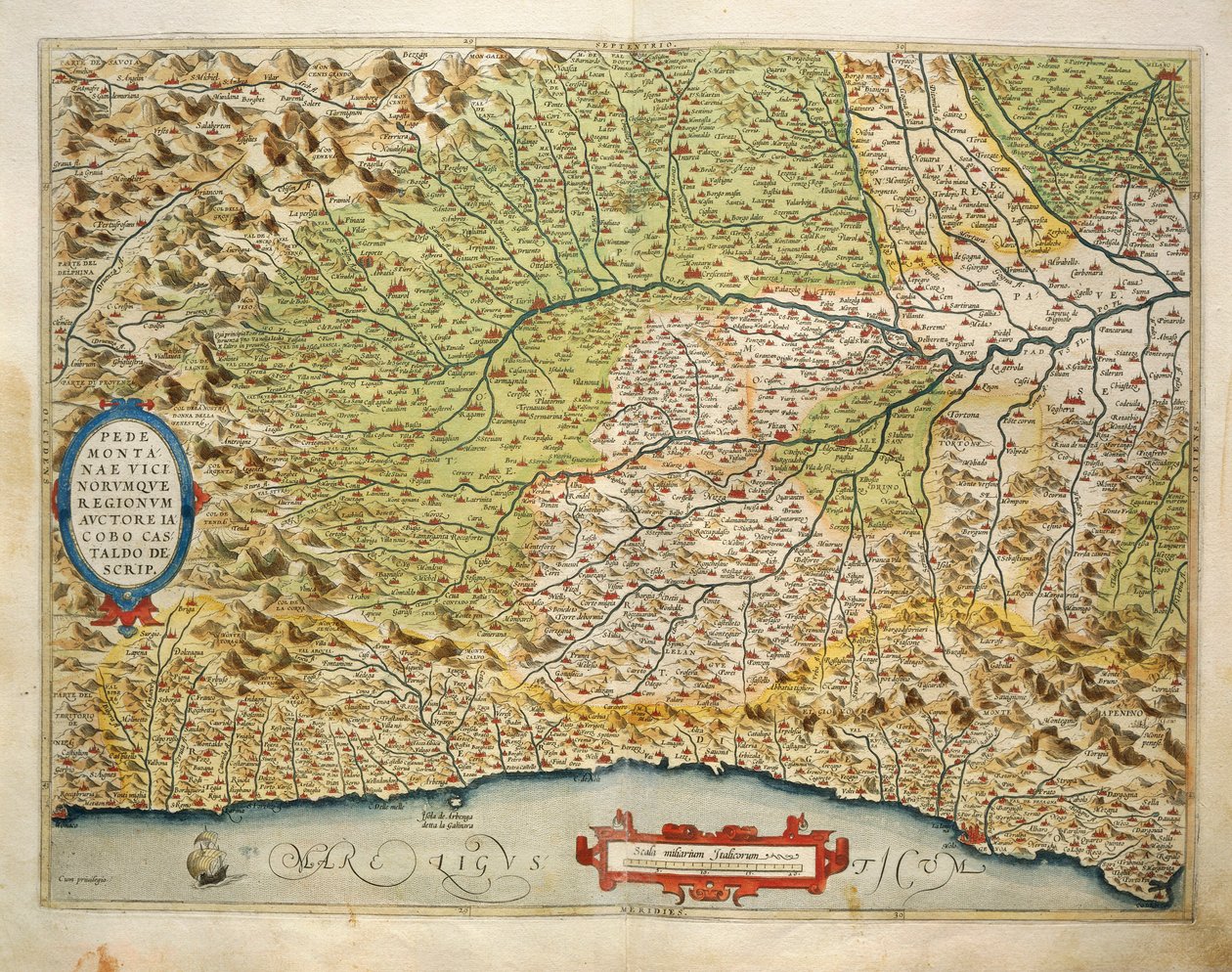Mapa regionu Piemont, Włochy, z Theatrum Orbis Terrarum autorstwa Abrahama Orteliusa autorstwa Abraham Ortelius