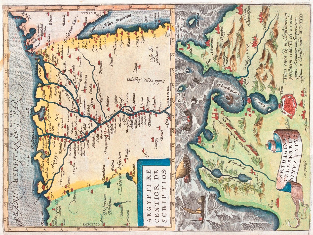 Północno-wschodni Egipt, Tunis, Egipt, Tunezja autorstwa Abraham Ortelius
