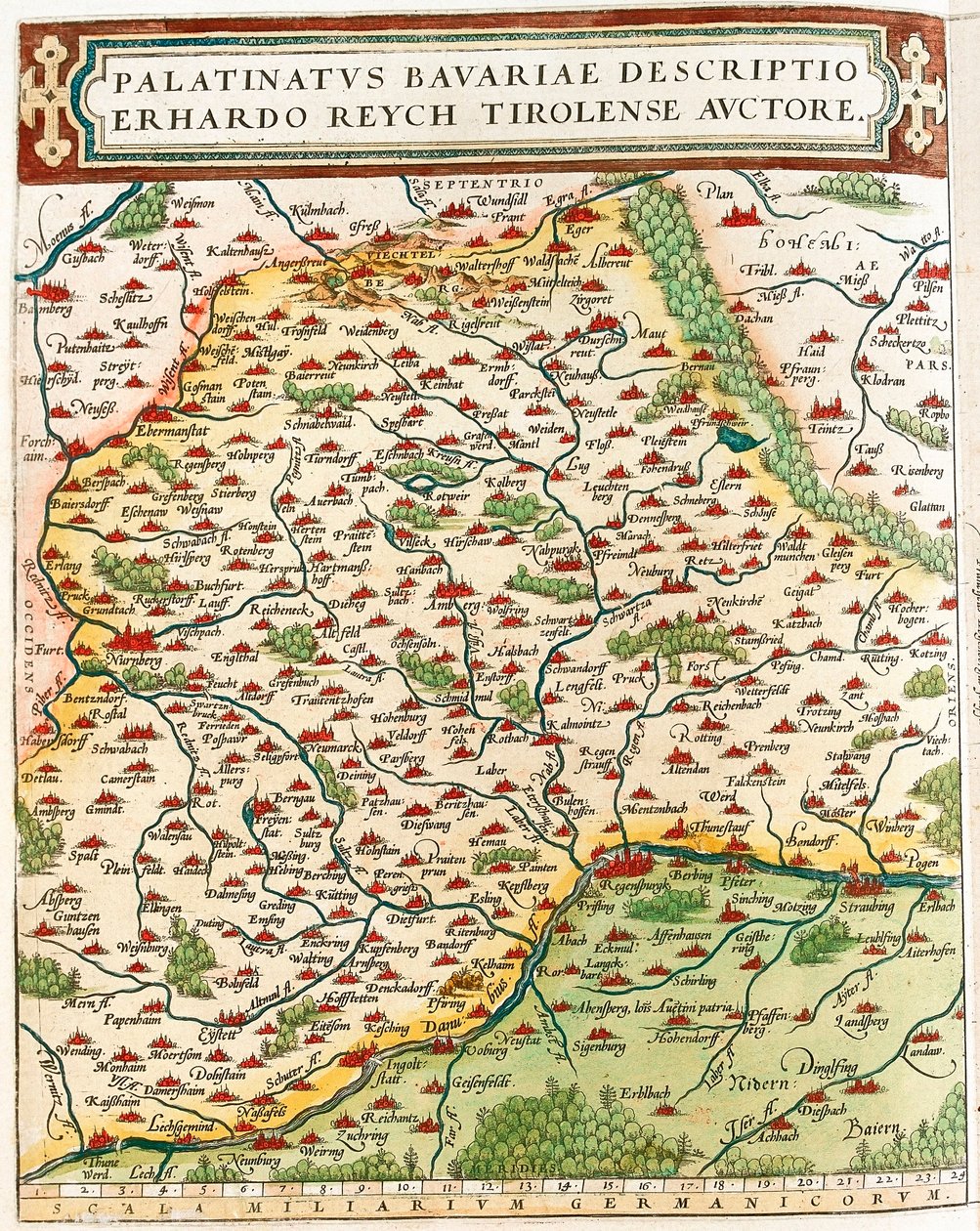 Palatynat Bawarii Mapa geograficzna terytorium Baviere w Niemczech z „Theatrum of the World” Abrahama Orteliusa (Oertel, Ortell lub Ortel autorstwa Abraham Ortelius