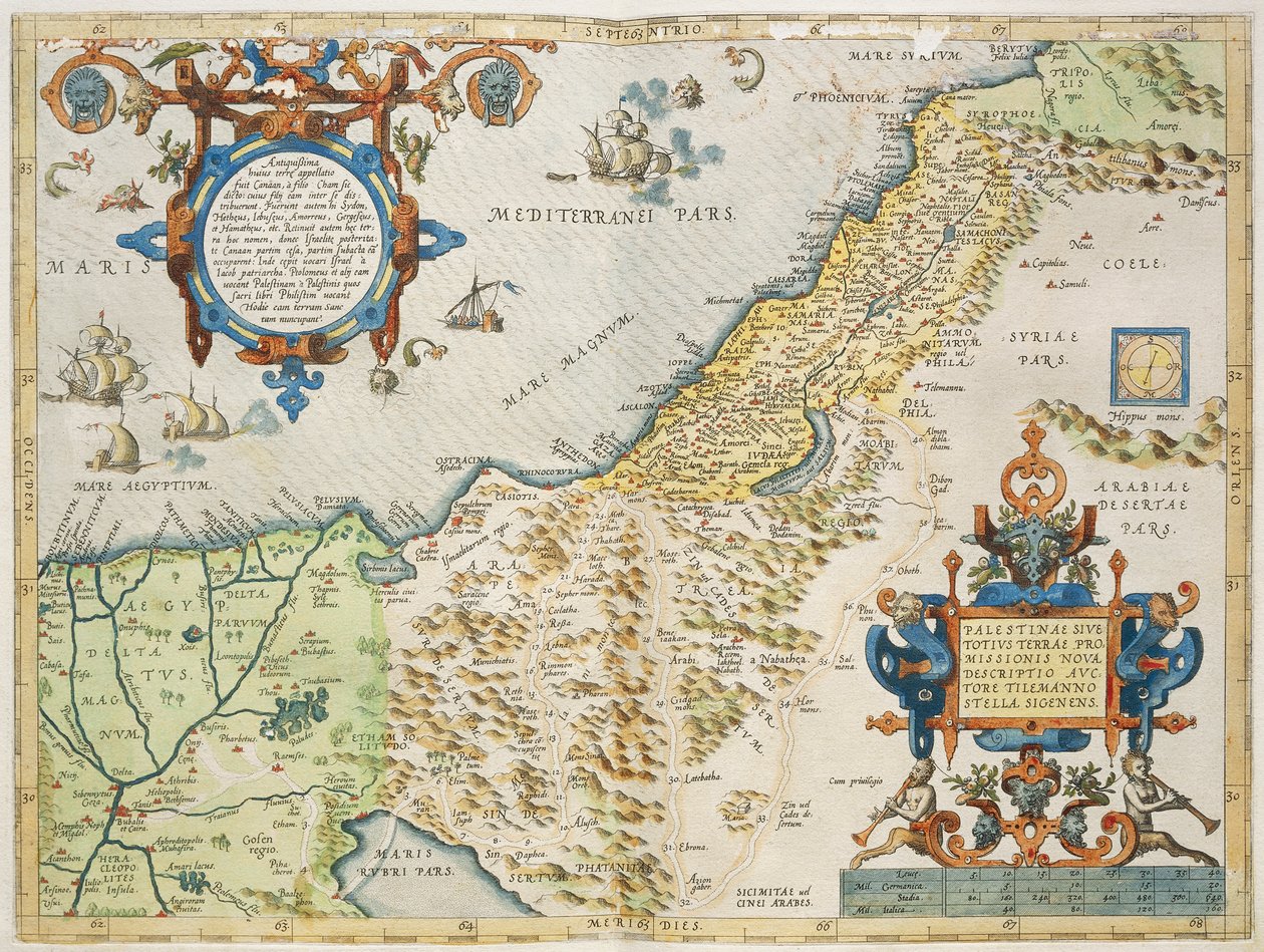 Palestyna, Abraham Ortelius, z Theatrum Orbis Terrarum, Antwerpia, płyta autorstwa Abraham Ortelius