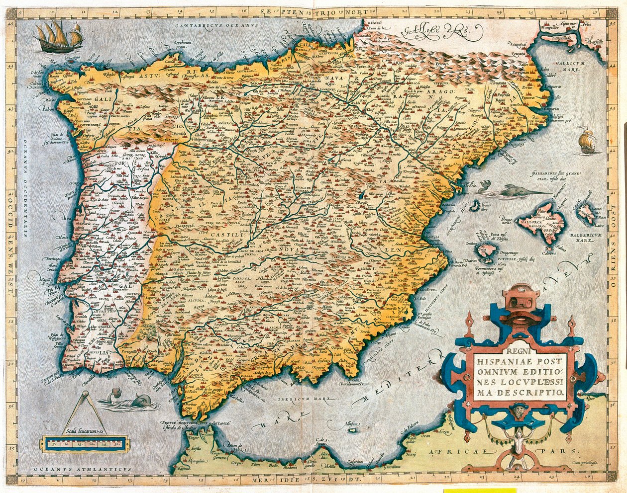 Hiszpania, Portugalia autorstwa Abraham Ortelius