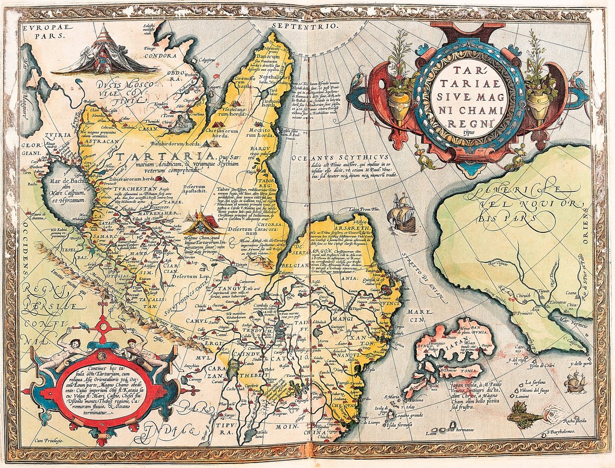 Tartar Wielkiego Królestwa Chami Mapa geograficzna terytorium tatarskiego z „Theatrum świata” Abrahama Orteliusa (Oertel, Ortell lub Ortel autorstwa Abraham Ortelius