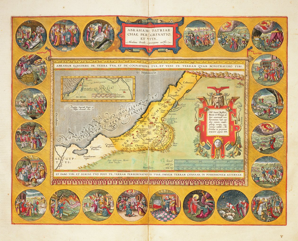 Peregrynacje Abrahama, z „Theatrum Orbis Terrarum”, 1603 (kolorowa rycina) autorstwa Abraham Ortelius