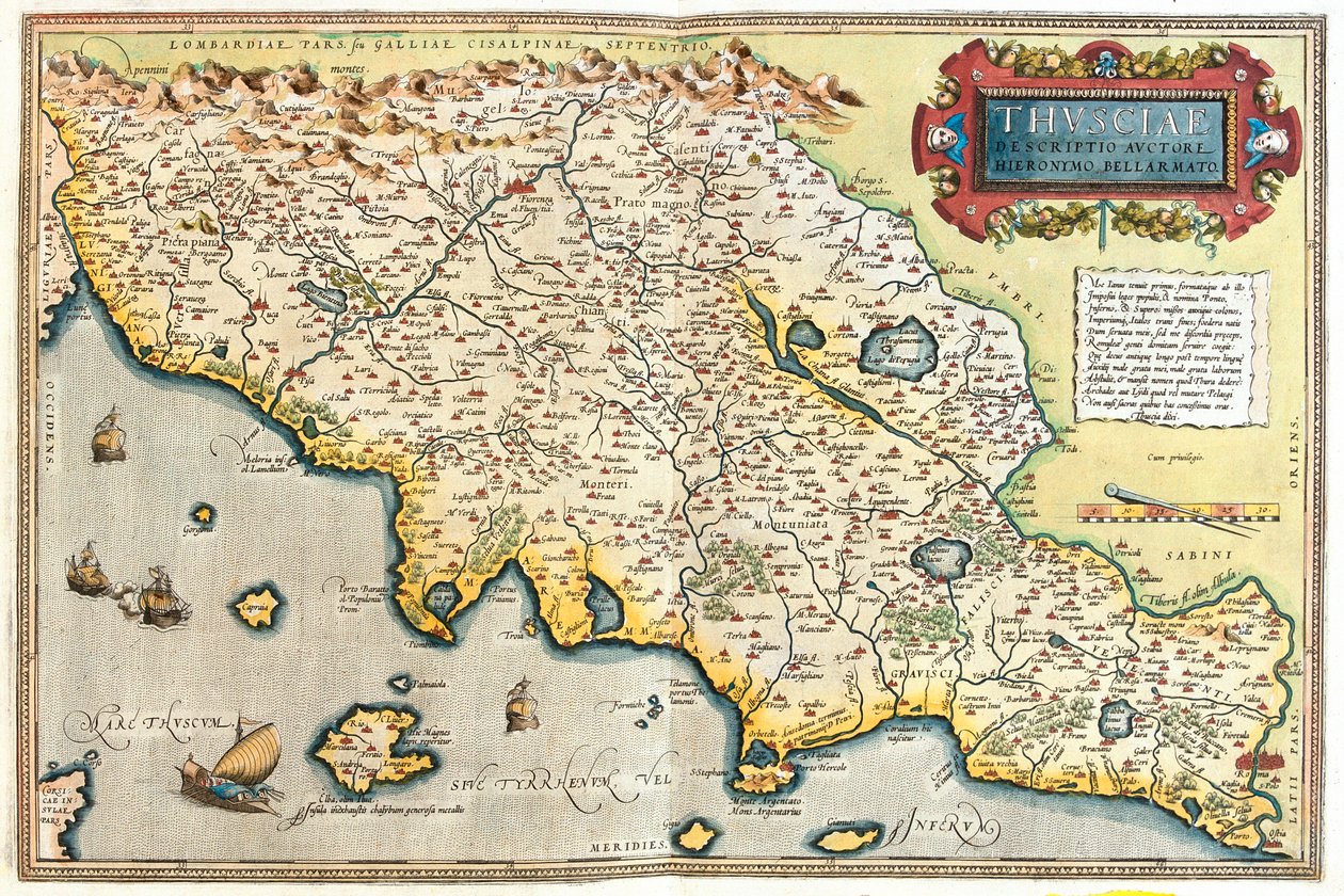 Toskania, zachodnio-południowa Emilia-Romania, Umbria, północne Lacjum, Włochy autorstwa Abraham Ortelius