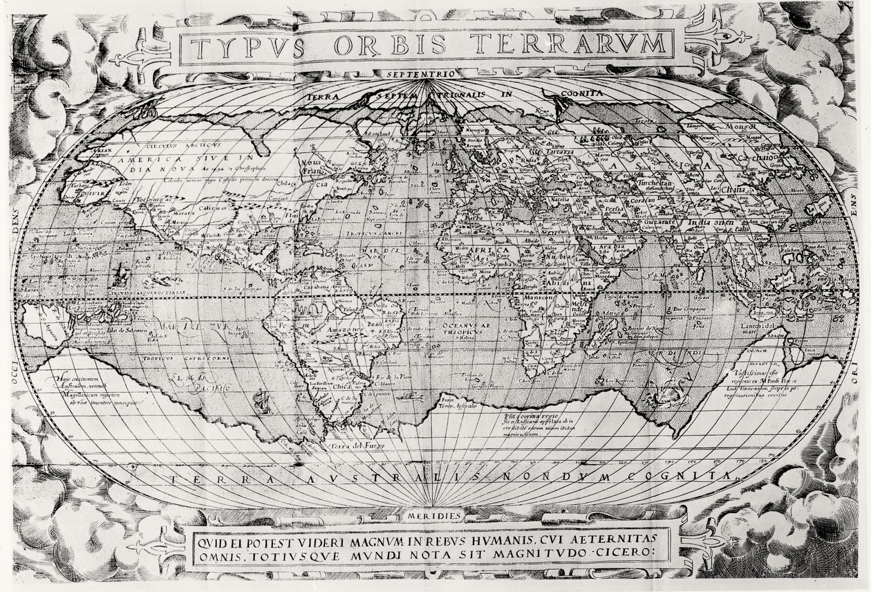 Mapa świata, mapa świata, 1577 autorstwa Abraham Ortelius