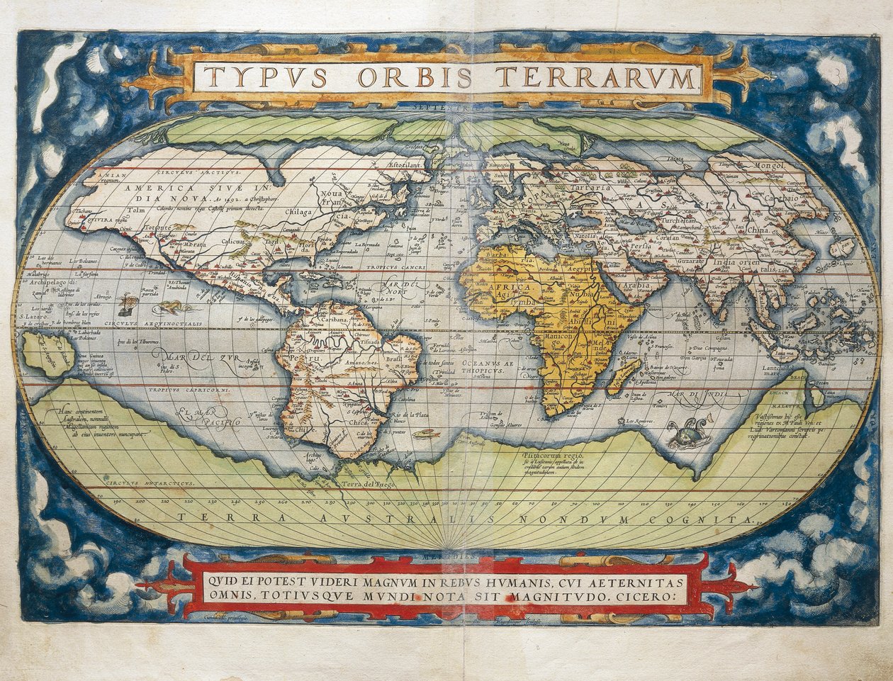Mapa świata z Theatrum Orbis Terrarum autorstwa Abrahama Orteliusa autorstwa Abraham Ortelius