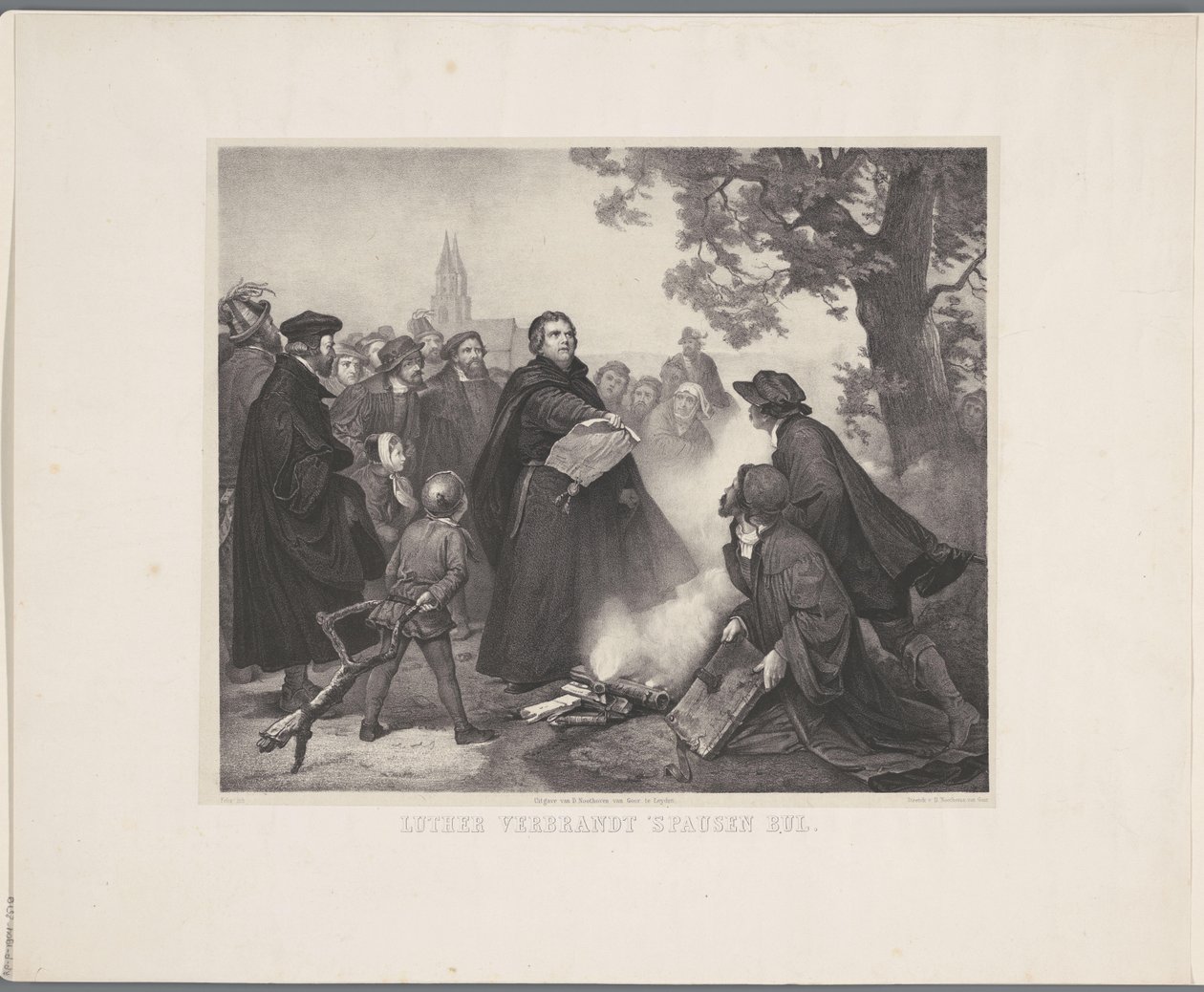 Luter pali byka Luter pali bullę papieża (tytuł na obiekcie) autorstwa Abraham Pieter Felix