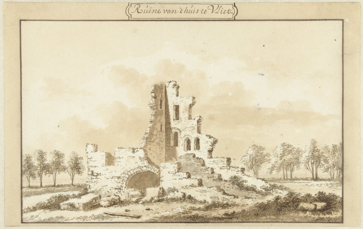 Ruiny domu w Vliet, w Lopikkerwaard autorstwa Abraham Rademaker