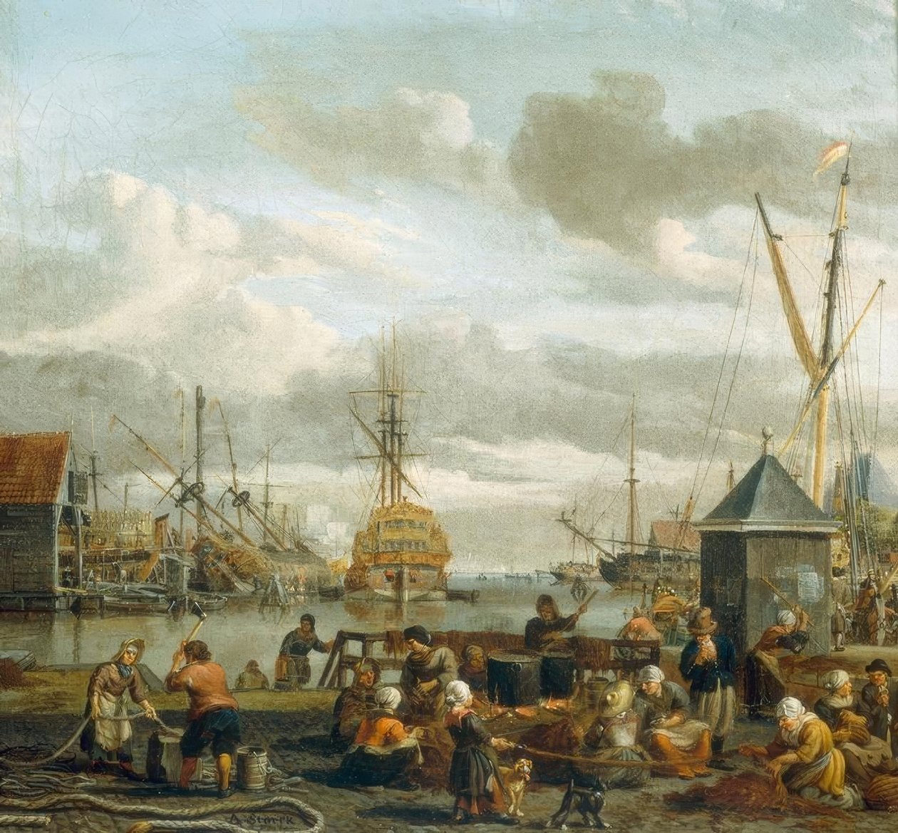 Widok na port w Amsterdamie autorstwa Abraham Storck