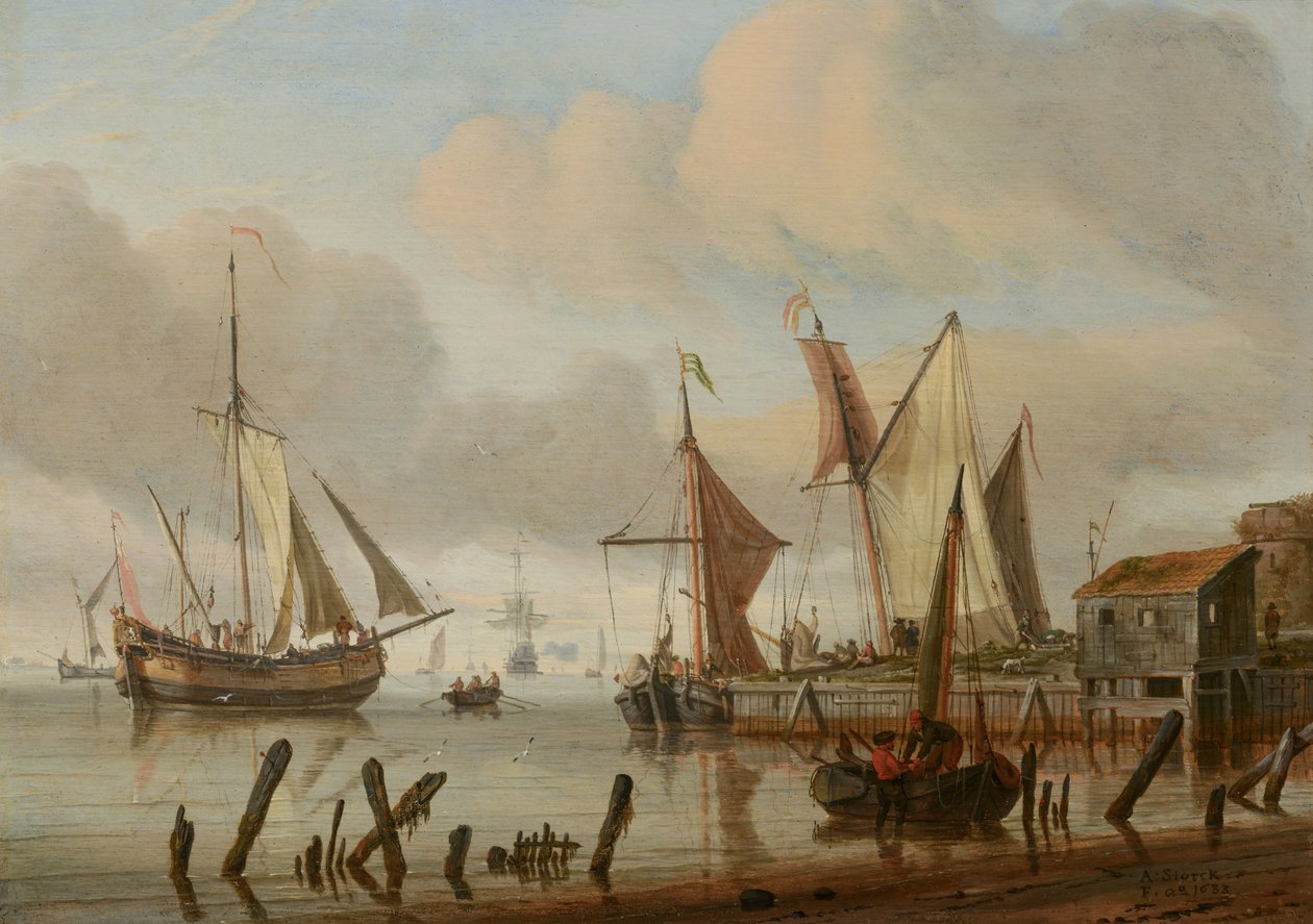 Łodzie przy przystani autorstwa Abraham Storck