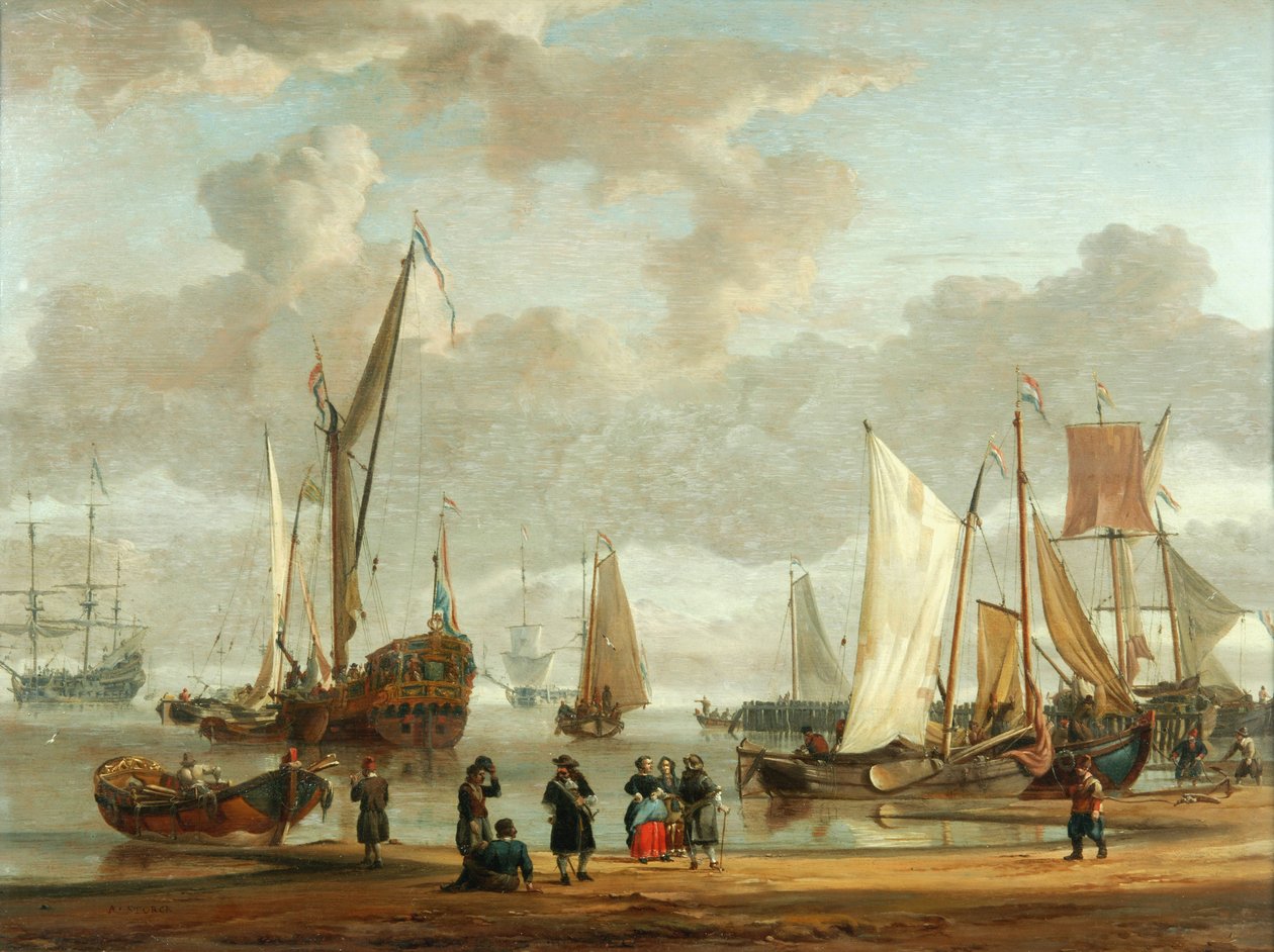 Scena na wybrzeżu (olej na desce) autorstwa Abraham Storck