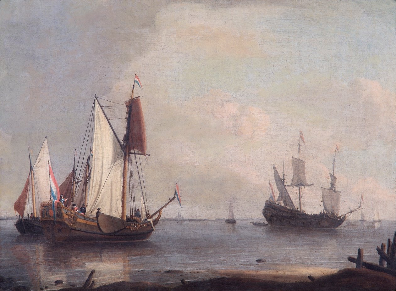 „Holenderska żegluga w rzece”, XVII wiek autorstwa Abraham Storck