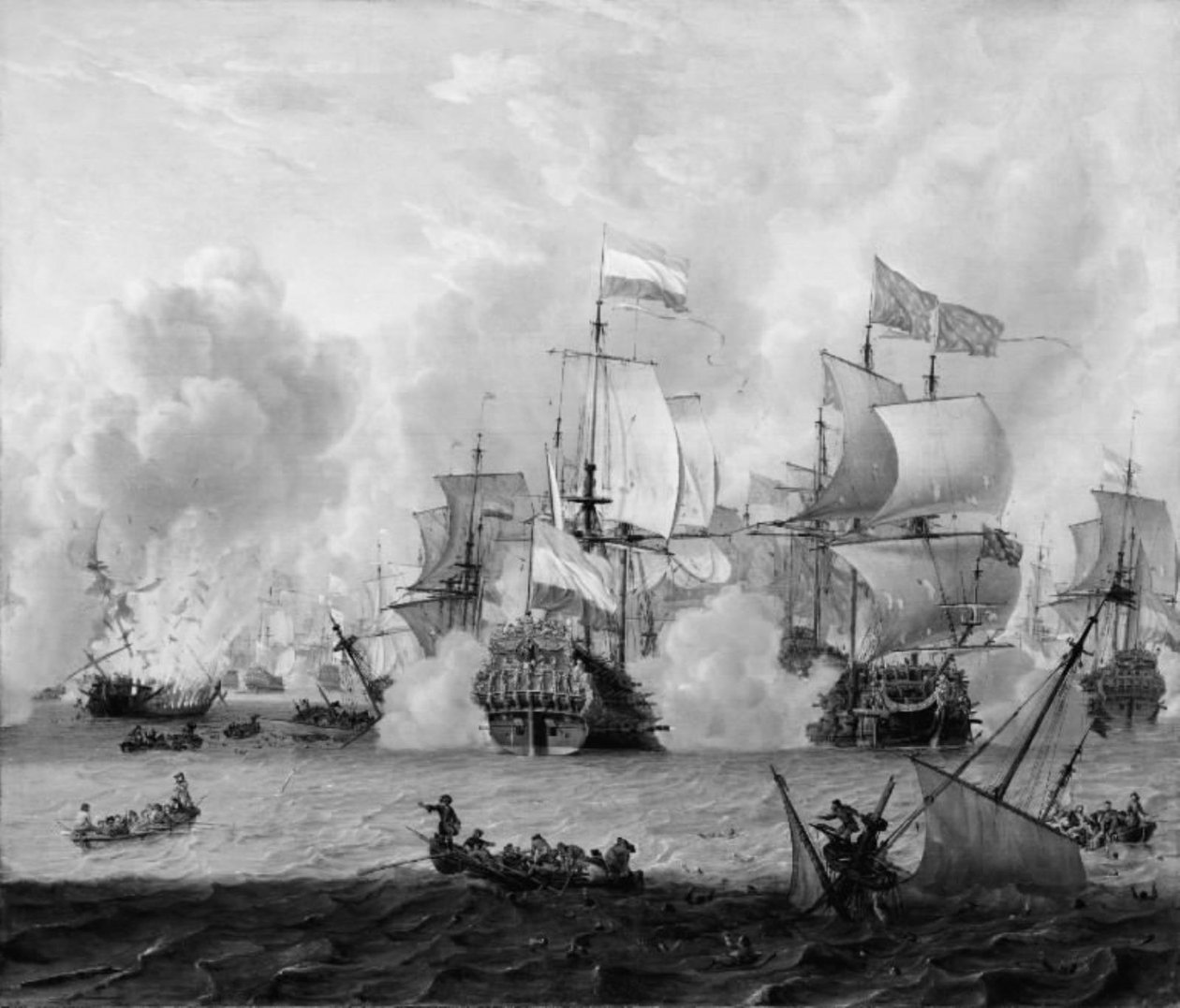 Spotkanie flot angielskiej i holenderskiej pod La Hogue, 29 maja 1692 autorstwa Abraham Storck