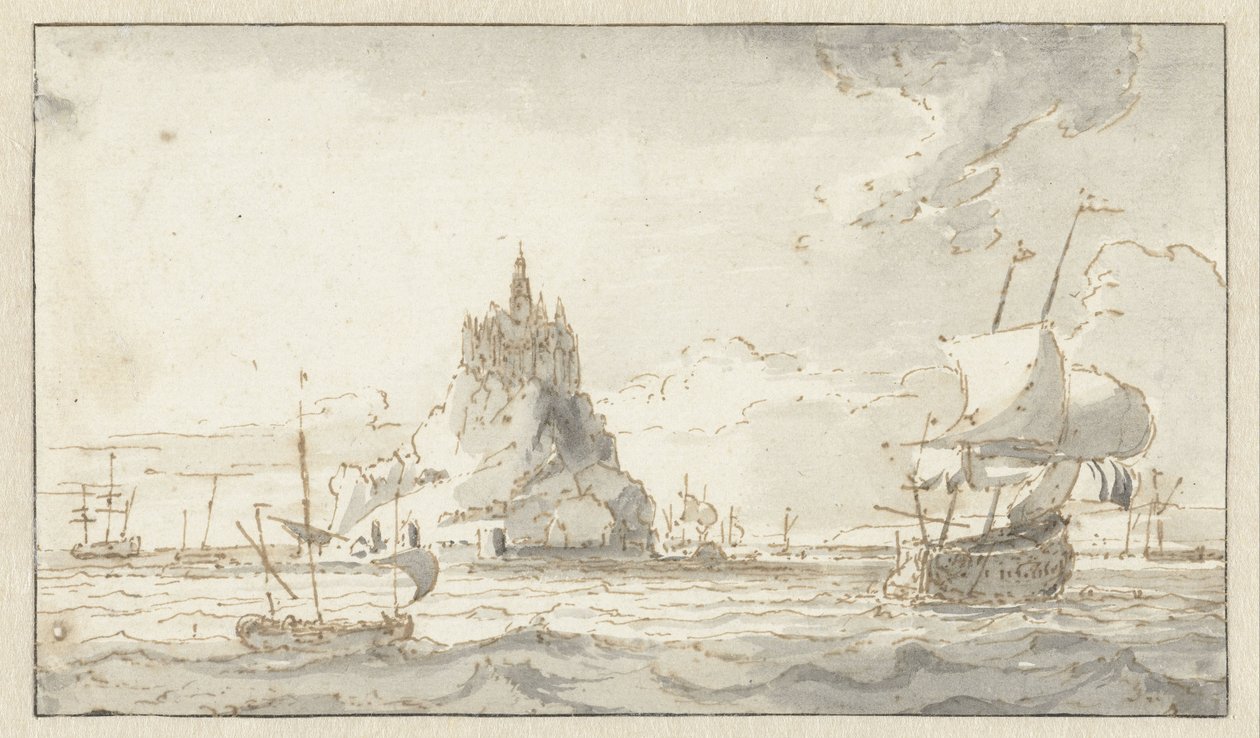 Widok na Mont-Saint-Michel autorstwa Abraham Storck