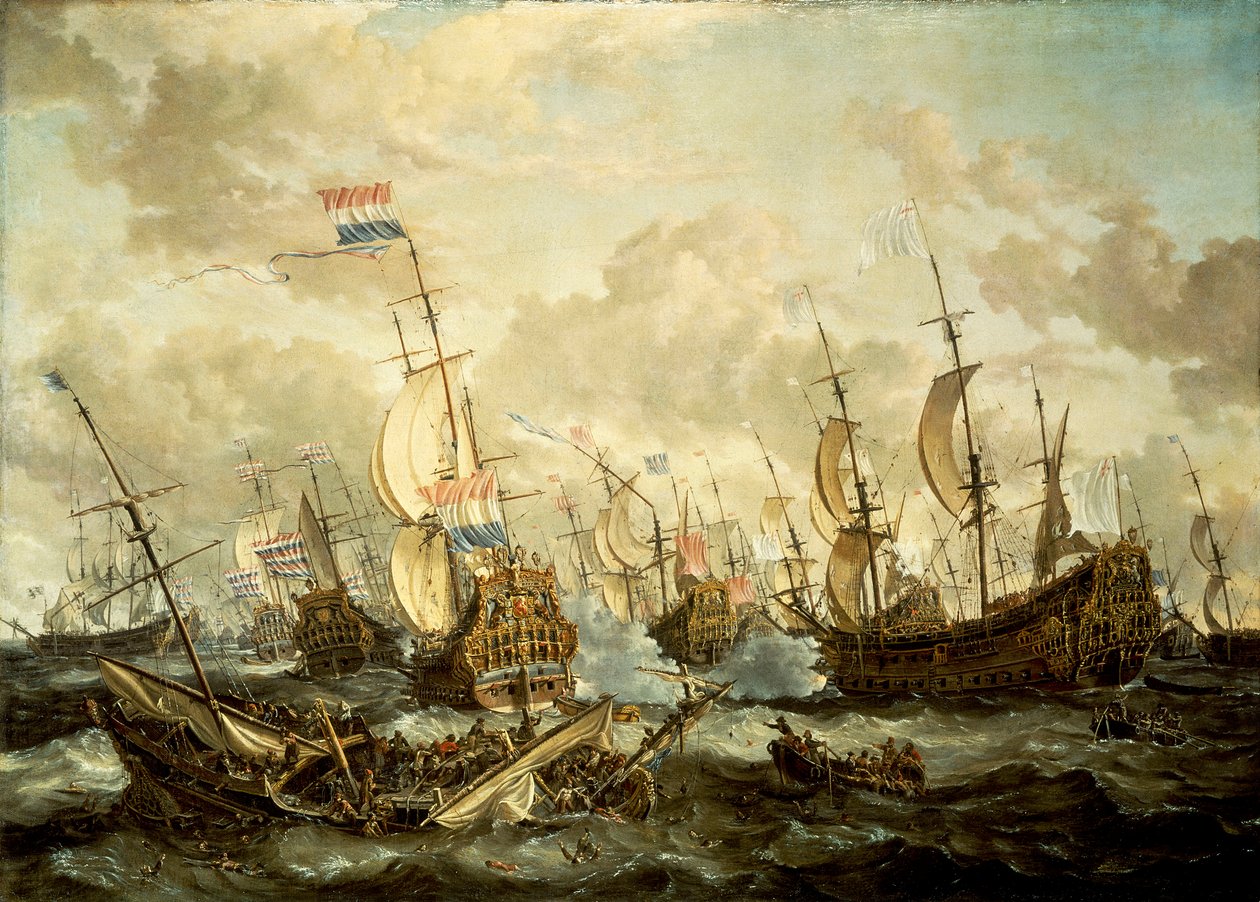 HMS "Royal Prince" i inne okręty w bitwie czterodniowej autorstwa Abraham Storck