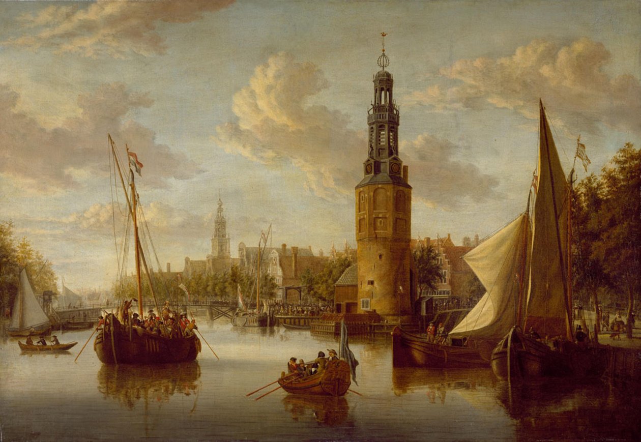 Wypłynięcie oddziałów kompanii z wieży Montelbaan autorstwa Abraham Storck
