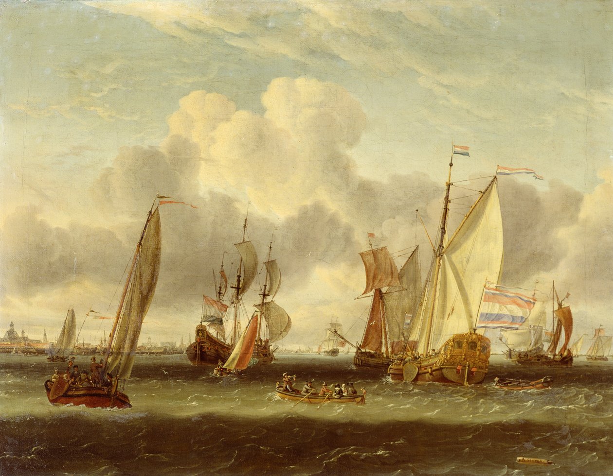 Wysyłka na IJ w porcie w Amsterdamie autorstwa Abraham Storck