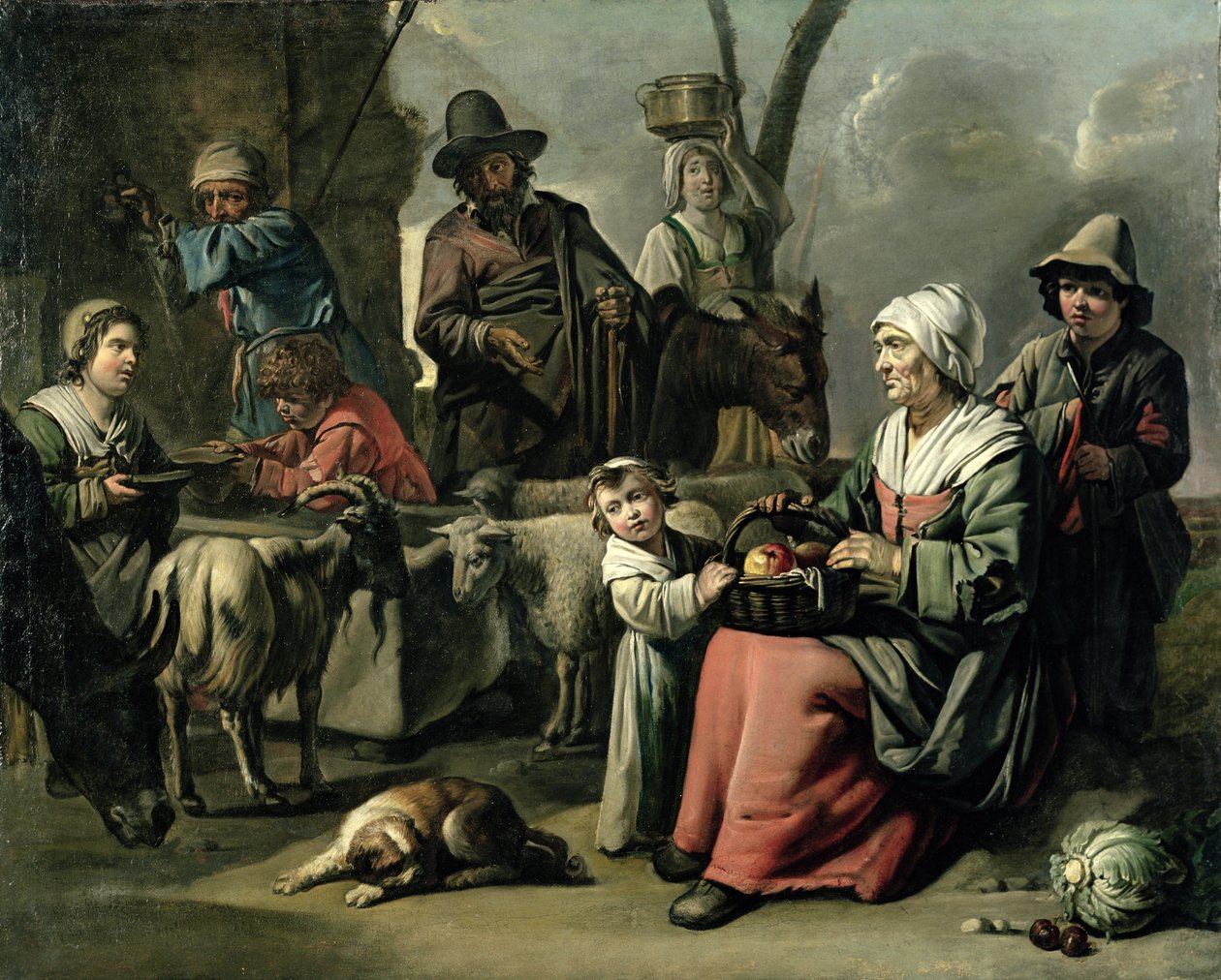 Chłopska rodzina przy studni autorstwa Abraham Willemsens