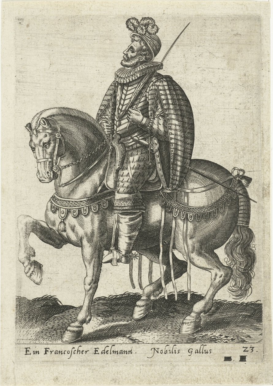 Francuski szlachcic na koniu autorstwa Abraham de Bruyn (attributed to)