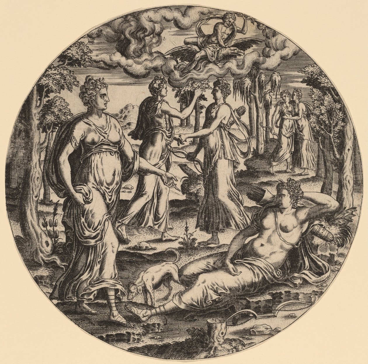 Diana i jej nimfy w ogrodzie autorstwa Abraham de Bruyn