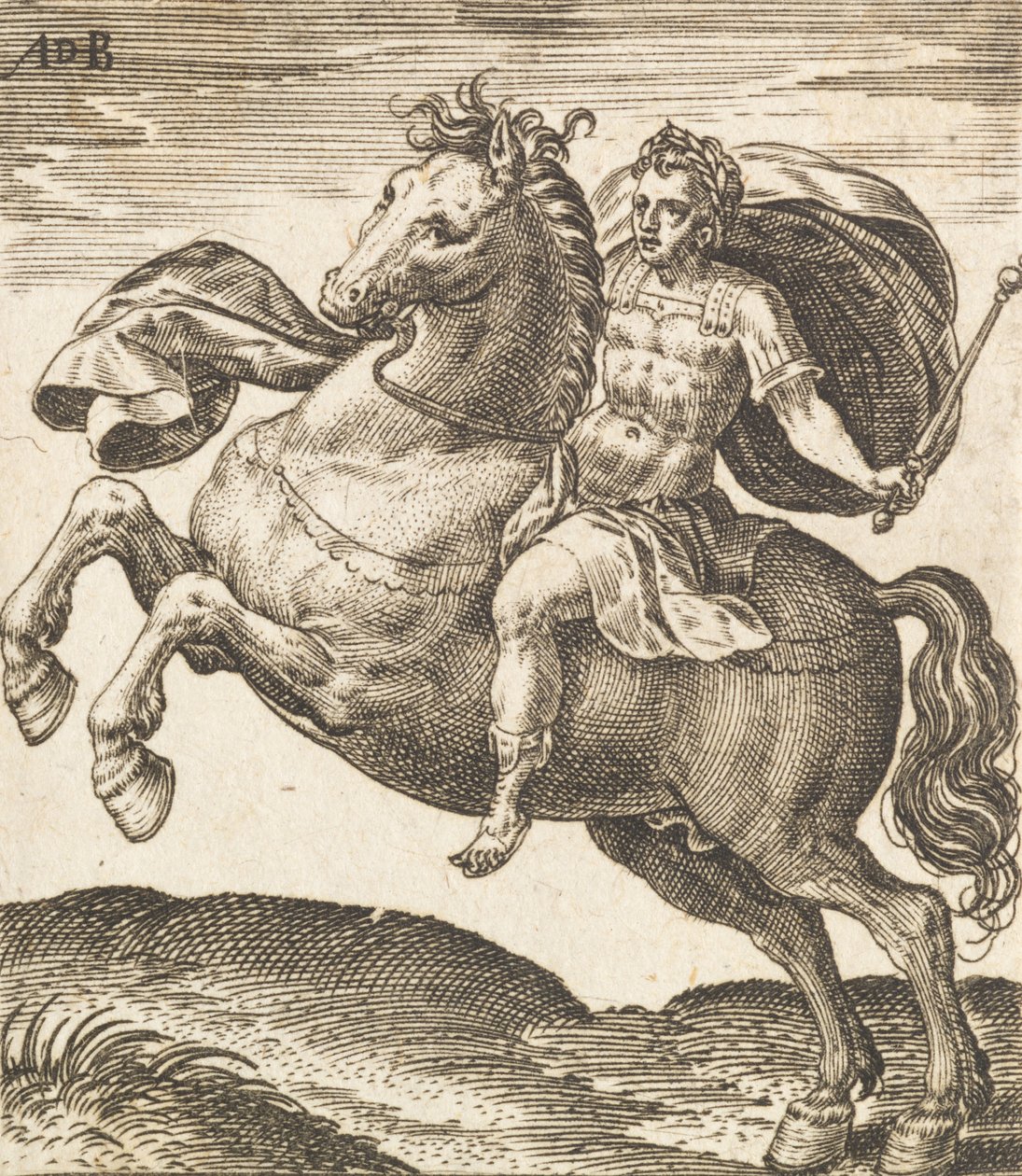 Domicjan z Dwunastu Cezarów na koniu, ok. 1565-1587. autorstwa Abraham de Bruyn