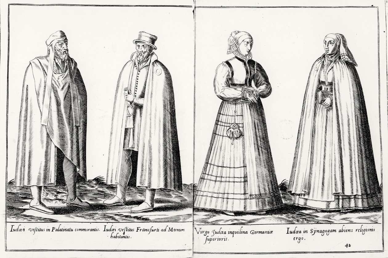 Odzież żydowska z XVI wieku z „Omnium Poene Gentium Imagines”, wydanej w Kolonii autorstwa Abraham de Bruyn