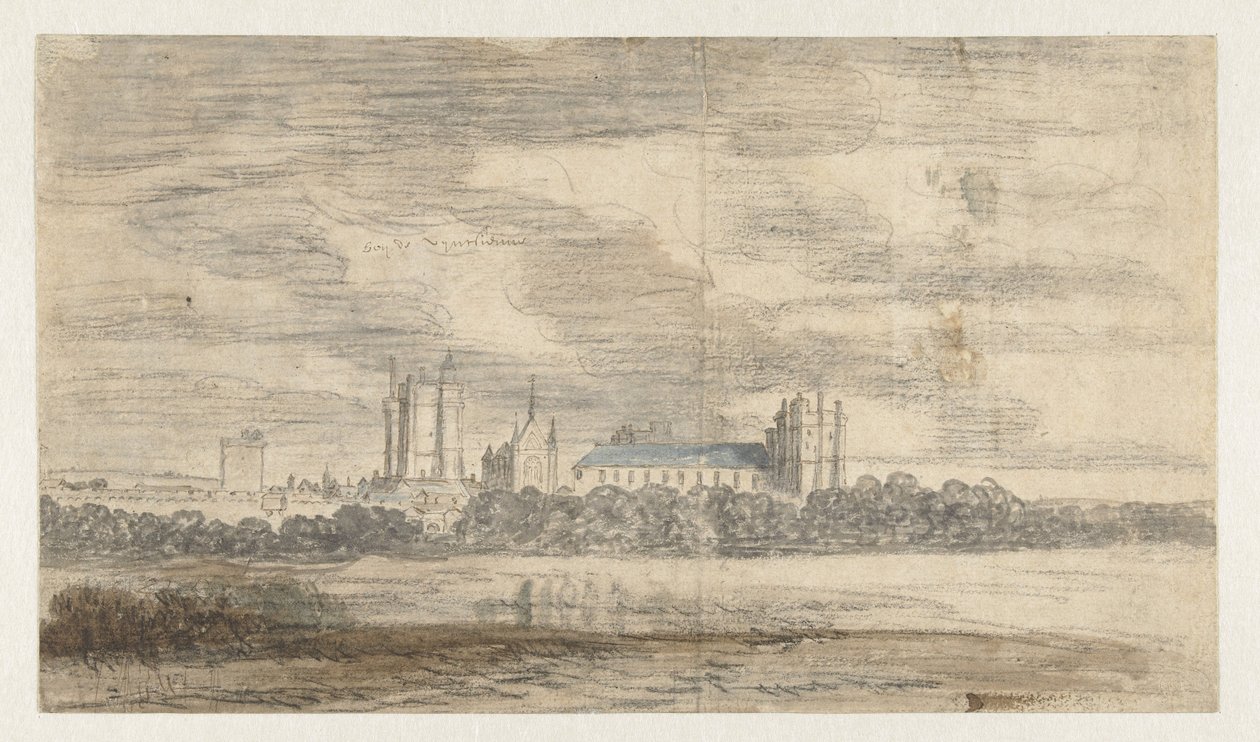 Widok na Château de Vincennes, za rzędem drzew autorstwa Abraham de Verwer