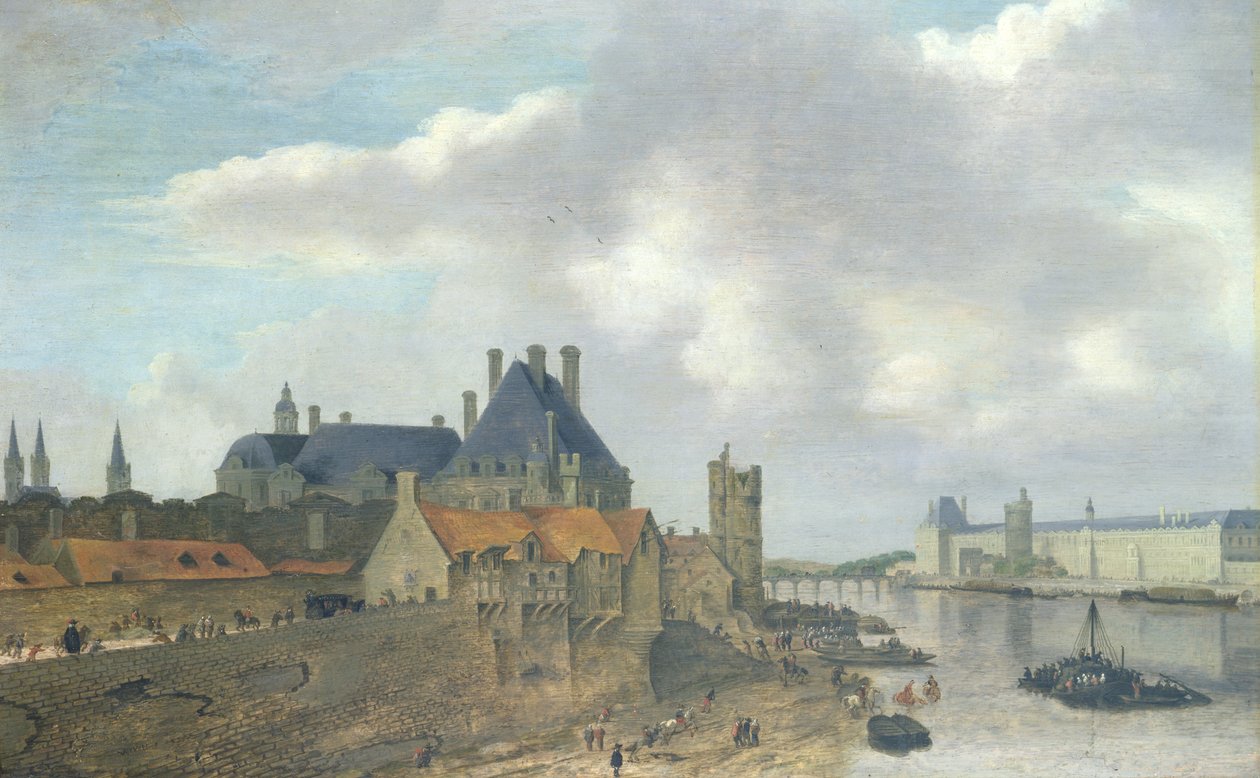 Nevers Hotel i Luwr, 1637 (olej na drewnie) autorstwa Abraham de Verwer