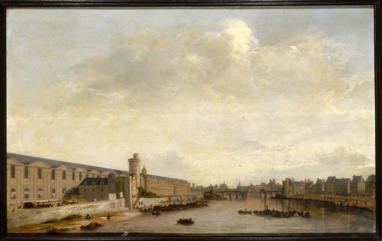 Grande Galerie du Louvre z Porte Neuve i Tour de Bois, ok. 1640 r. (olej na drewnie) autorstwa Abraham de Verwer