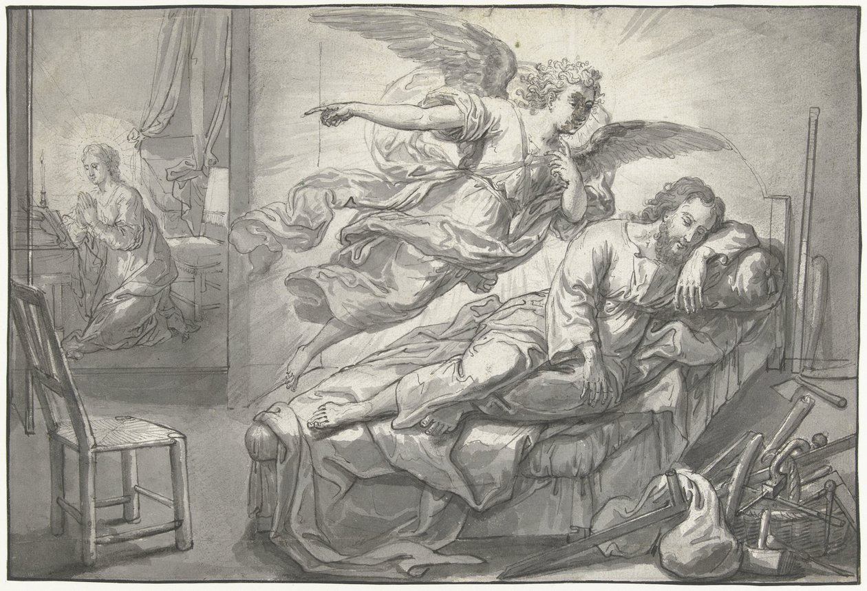 Anioł ukazuje się Józefowi we śnie autorstwa Abraham van Diepenbeeck