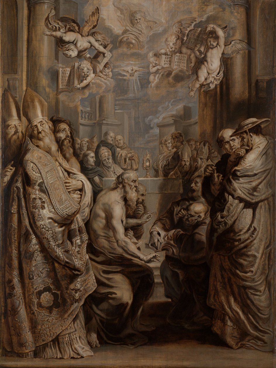 Dysputa o obecności Chrystusa w Eucharystii autorstwa Abraham van Diepenbeeck