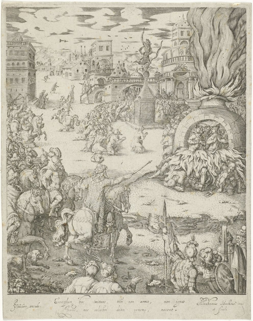 Szadrach, Meszach i Abednego w ognistym piecu autorstwa Abraham van den Hecken