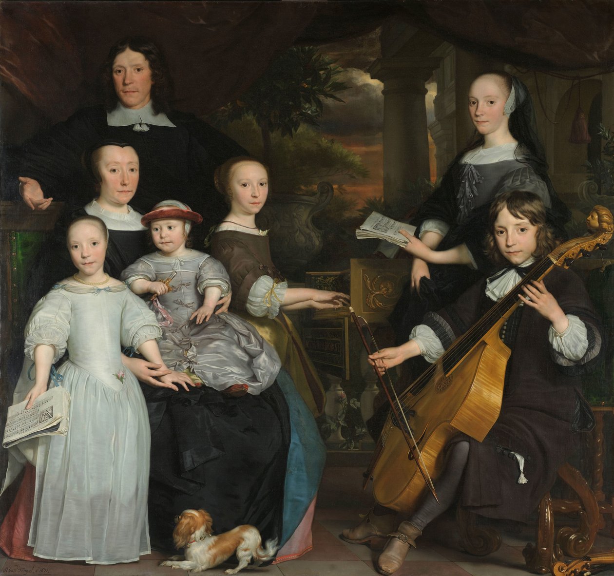 David Leeuw z rodziną David Leeuw (1631/32-1703). Kupiec z Amsterdamu z rodziną autorstwa Abraham van den Tempel