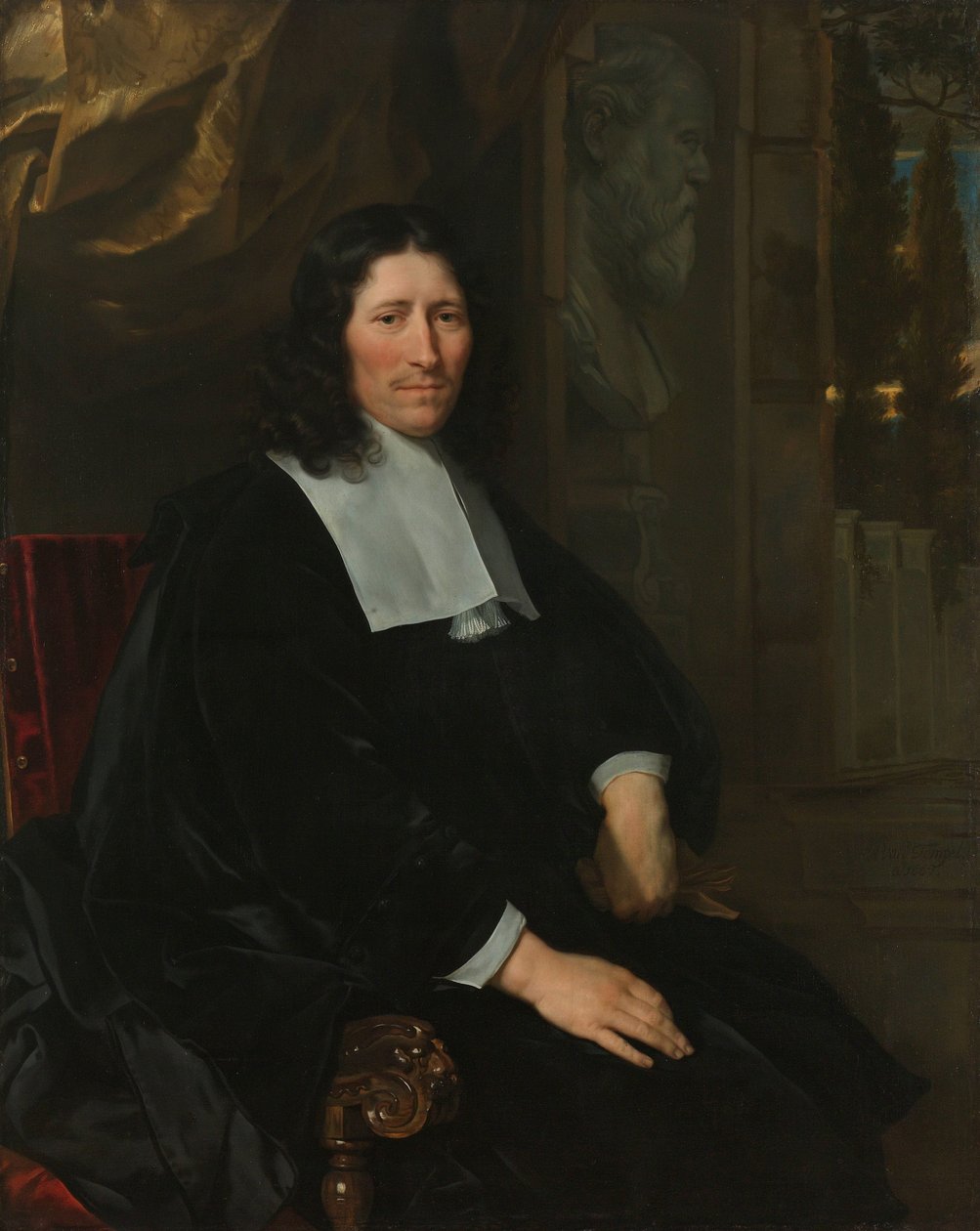 Portret Pietera de la Court Portret Pietera de la Courta. Producent i właściciel sukna, najpierw w Lejdzie, od 1673 w Amsterdamie, publicysta polityczny autorstwa Abraham van den Tempel