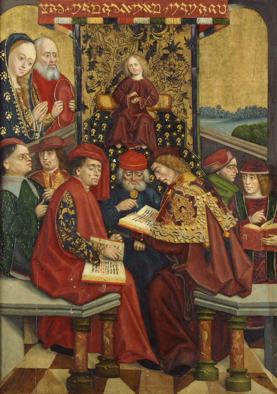 Spór z lekarzami, z ołtarza kopuły, 1499 (tempera na panelu) autorstwa Absolon Stumme
