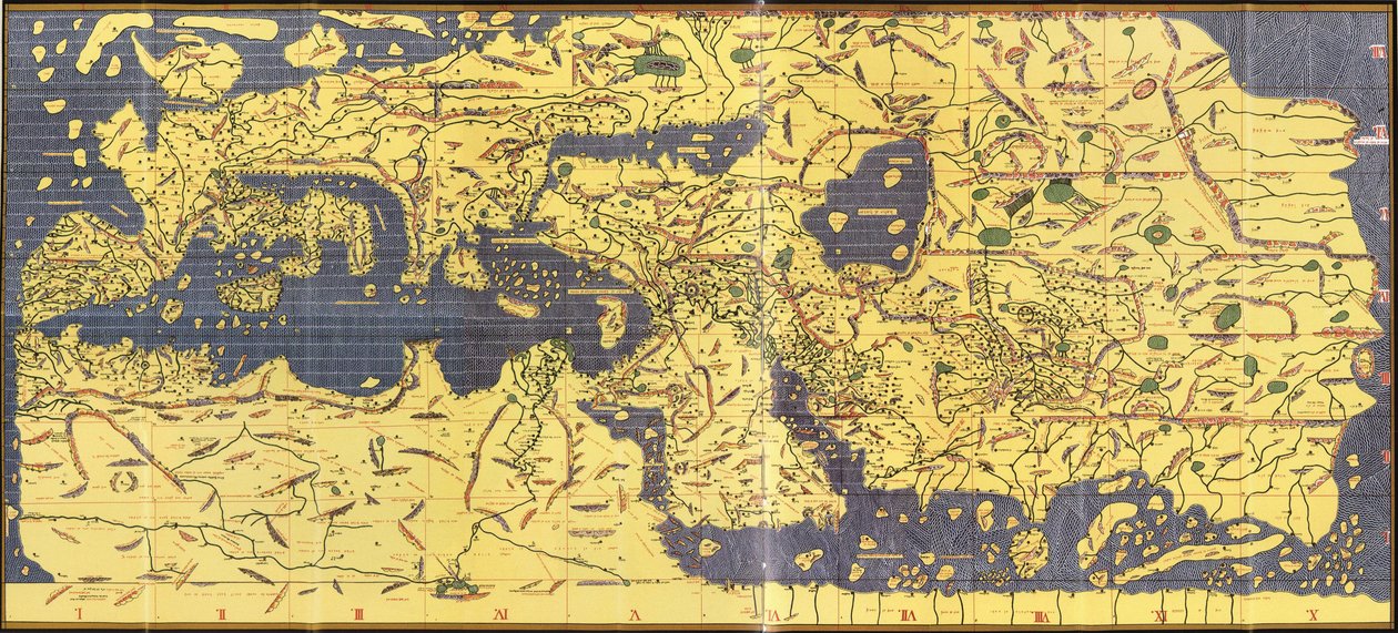 Kopia "Kitab Rudjdjar" lub "Tabula Rogeriana" z 1154 r. autorstwa Abu Muhammad (after) Al Idrisi or Edrisi
