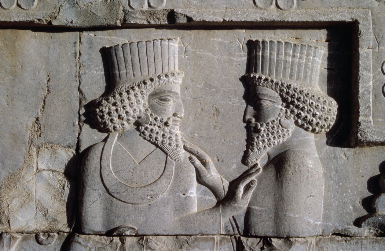 Dwóch dygnitarzy, z północnego skrzydła fasady wschodniej klatki schodowej Apadana, 500-480 p.n.e. autorstwa Achaemenid