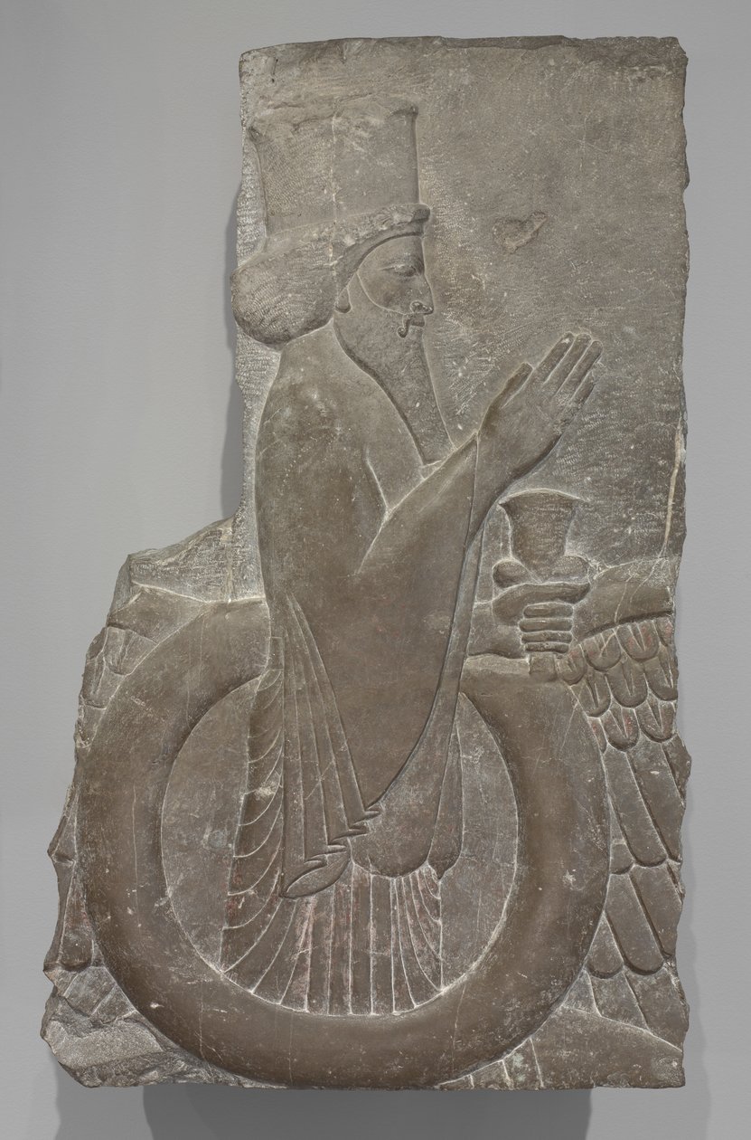 Ahuramazda w Skrzydlatym Dysku, Persepolis, 486-460 pne (wapień) autorstwa Achaemenid